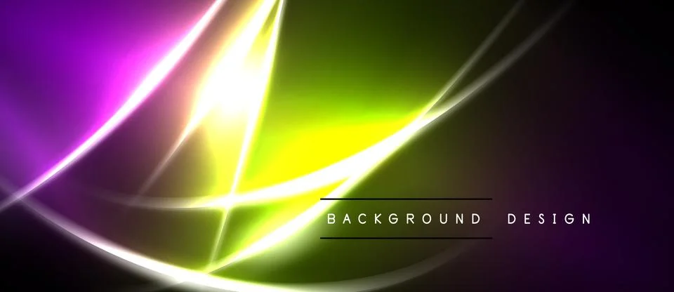 Abstract neon lights create vibrant gradient effect. Dark background emphasiz Stockillustratie