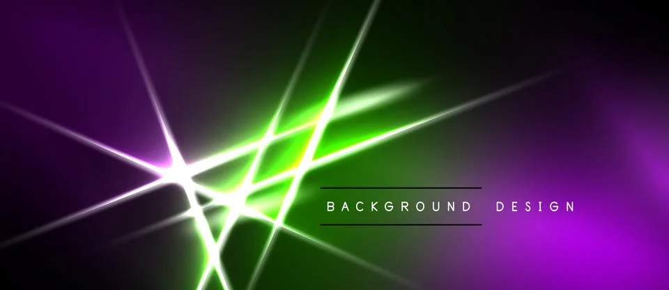 Abstract neon lights create vibrant gradient effect. Purple, green hues dom.. Stockillustratie
