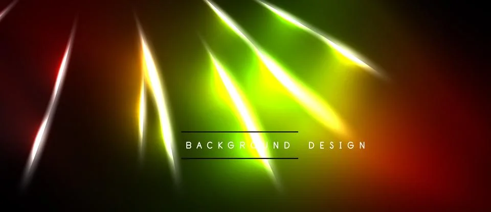 Abstract neon lights create vibrant diagonal streaks. Dark background empha.. Stock Illustration
