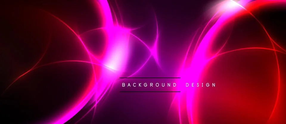 Abstract neon lights create vibrant curves, gradients. Dark background Stock Illustration