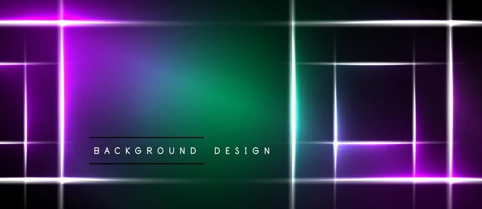 Abstract neon lights form rectangles over dark gradient background. Modern 스톡 일러스트
