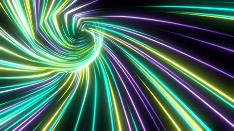 Abstract neon lights Sci-Fi futuristic Hi Tech virtual reality tunnel loop Stock Footage 170935831