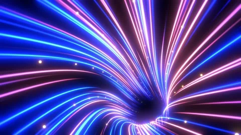 Abstract neon lights Sci-Fi futuristic Hi Tech virtual reality tunnel loop Stock Footage 173624828