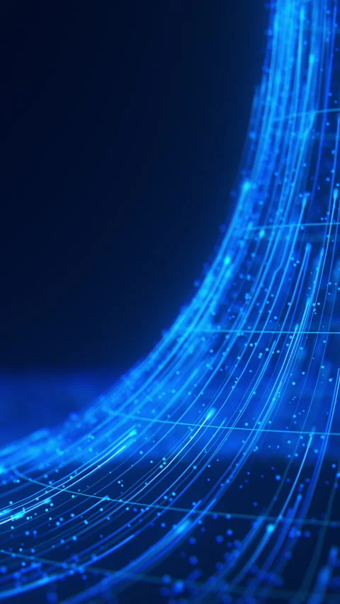 Abstract neon line flow of data in a cyber wormhole. Quantum computing Stock Footage 347317983