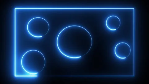 Abstract neon line frame background, Rectangular Fire effect Animation. neo.. Видео 331871429