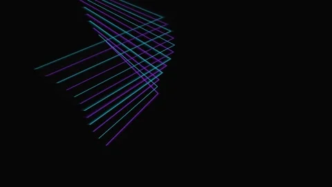 Abstract neon line geometric pattern rotating on black background for digit.. Stock Footage 341679420