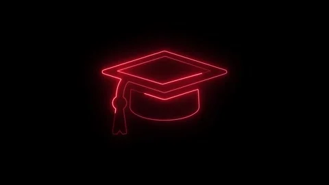 Abstract neon line Graduation cap red color animation, Graduation cap Stock Footage 299620813