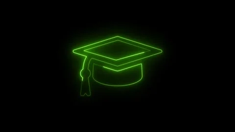 Abstract neon line Graduation cap green color animation, Graduation cap Stock Footage 299620850