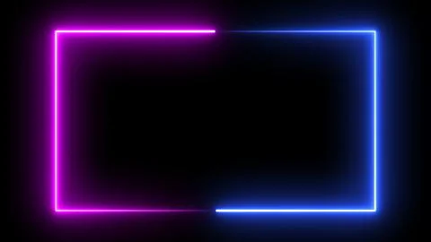 Abstract Neon Line Loop illustration rectanble purple and blue frame. frame Illustrazione stock