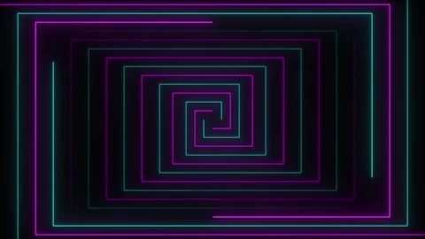 Abstract neon line rectangle shape HUD frame animation. Neon cyan and pink .. Stock-Footage 334437628