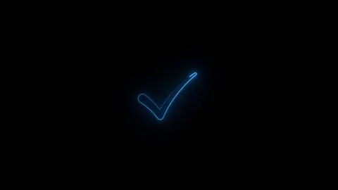 Abstract neon line tick mark or check mark icon animation. Neon blue approv.. Vídeos de archivo 334229773