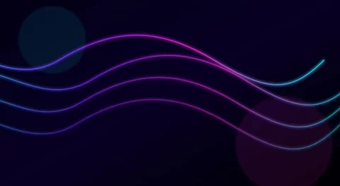 Abstract Neon Line Waves - Elegant Blue Purple Fluid Wavy Motion Graphic Loop Stock Footage 334720515