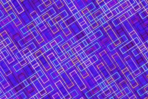 Abstract neon lines on blue background with geometric pattern Stock Illustration