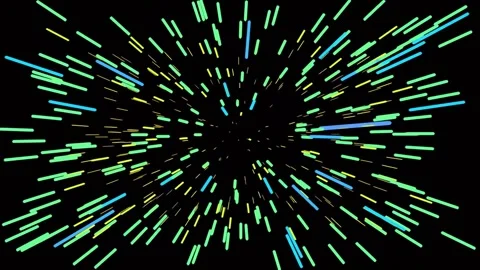 Abstract neon lines burst effect radiating from center point on black backg.. Stock Footage 342115013