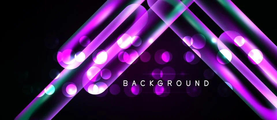 Abstract neon lines, circles create dynamic background. Purple, teal hues 스톡 일러스트