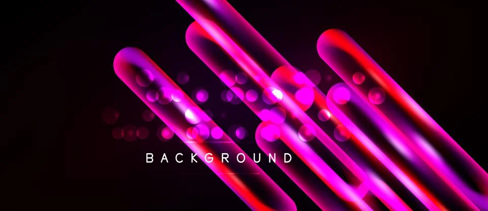 Abstract neon lines, circles over black background. Modern design element, Stock Illustration
