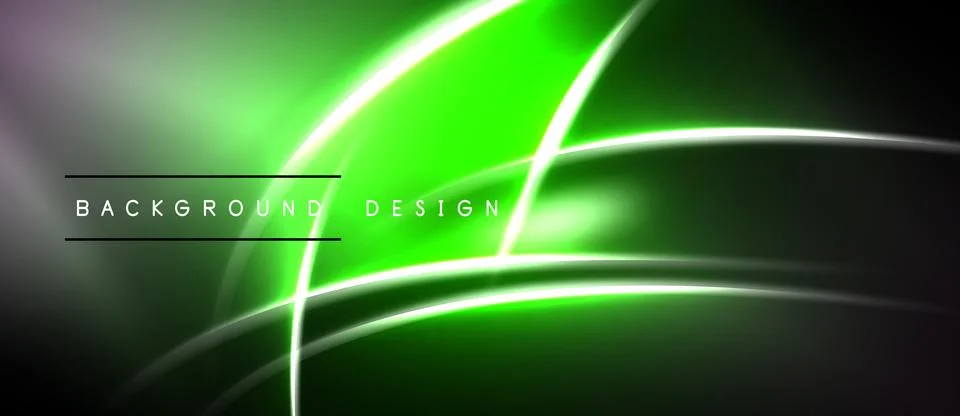 Abstract neon lines create dynamic, glowing curves. Dark background emphasize Stockillustratie