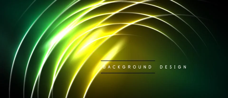 Abstract neon lines create dynamic curved shapes. Gradient transitions from Stockillustratie