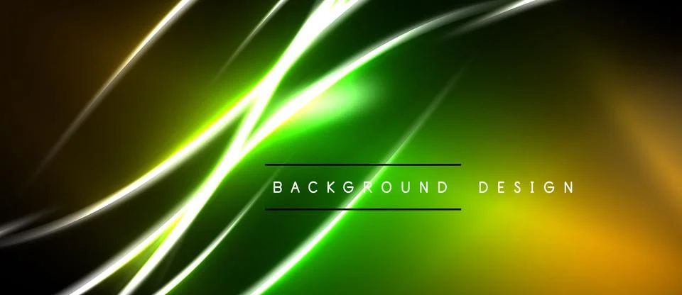 Abstract neon lines create dynamic gradient background. Bright colors blend, Stockillustratie