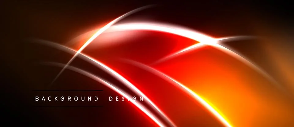 Abstract neon lines create dynamic, glowing shapes. Dark background emphasize Stockillustratie