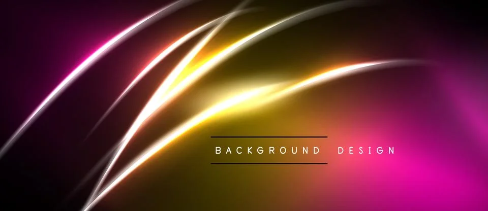 Abstract neon lines create dynamic gradient effect. Pink, yellow hues blend.. Illustrazione stock