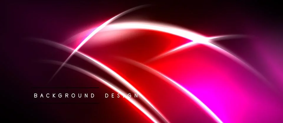 Abstract neon lines create dynamic pink, red glow. Dark background emphasizes Stock Illustration