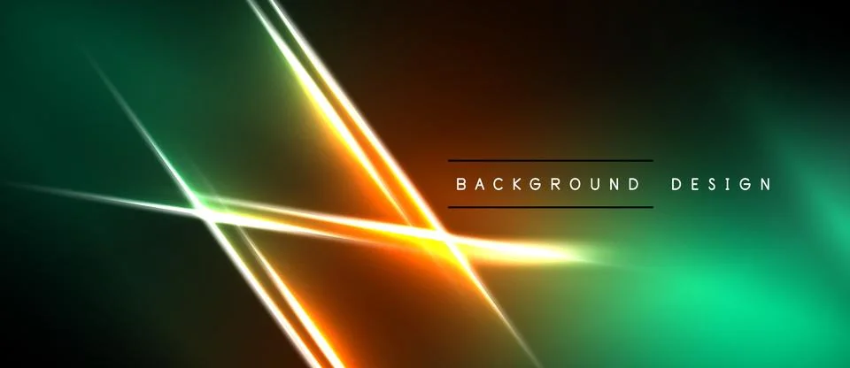 Abstract neon lines create dynamic gradient background. Vivid colors blend, Illustrazione stock