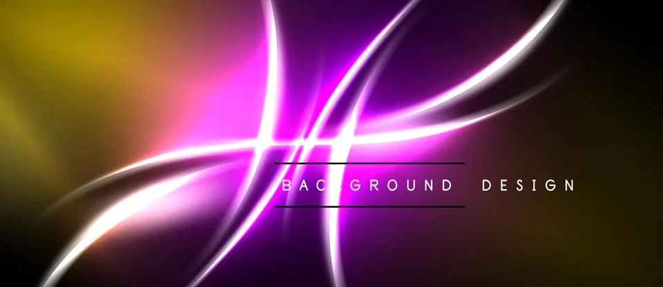 Abstract neon lines create dynamic energy. Vivid purple, gold hues blend into Illustrazione stock