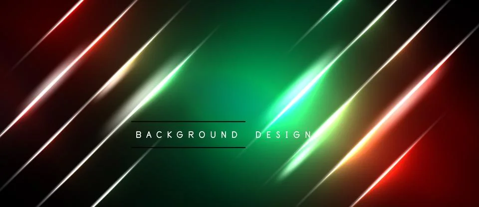 Abstract neon lines create dynamic gradient effect. Vivid red, green hues イラスト素材