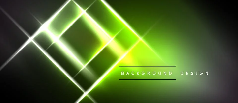 Abstract neon lines create dynamic squares. Gradient green, yellow hues dom.. Ilustración de archivo