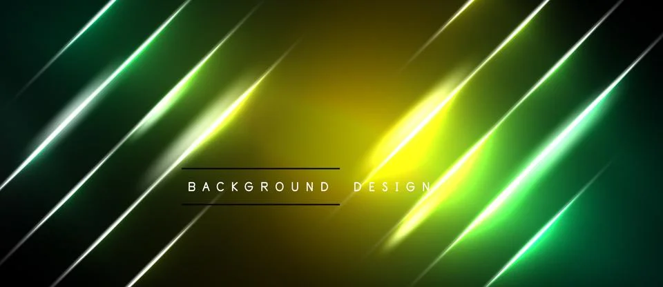 Abstract neon lines create dynamic gradient effect. Yellow, green hues domina Stock Illustration
