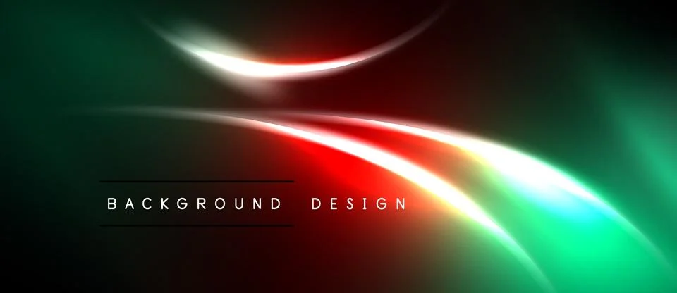 Abstract neon lines create dynamic background. Vibrant green, red, white colo Stock Illustration