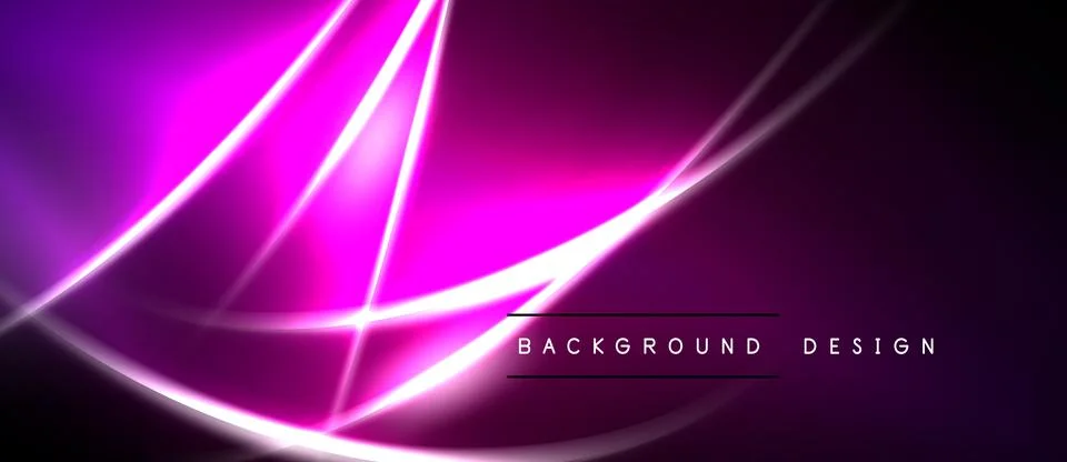 Abstract neon lines create dynamic purple glow. Modern background design with Illustrazione stock