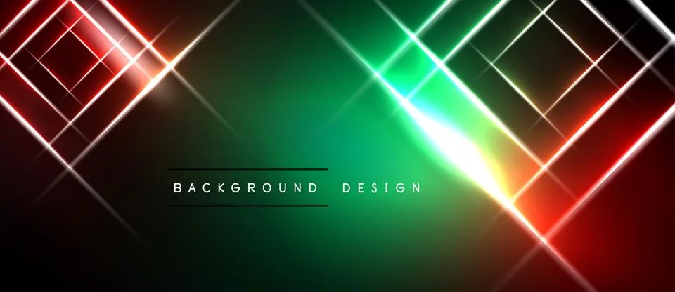 Abstract neon lines create dynamic geometric pattern. Vivid green dominates, Stock Illustration