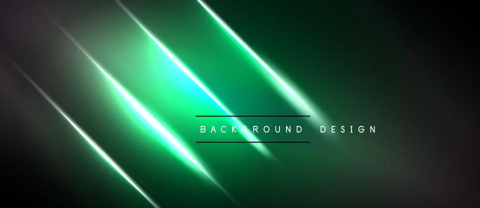 Abstract neon lines create dynamic green background. Dark shades emphasize 库存插图