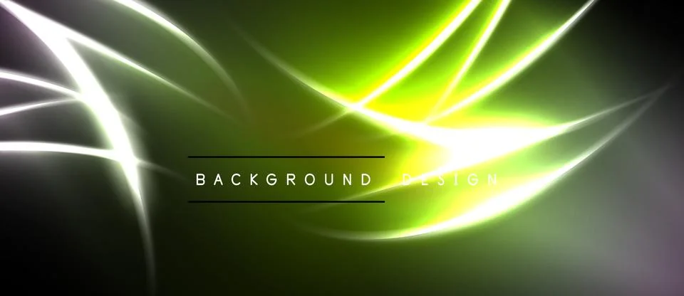 Abstract neon lines create dynamic, glowing effect. Dark background emphasize Stock Illustration