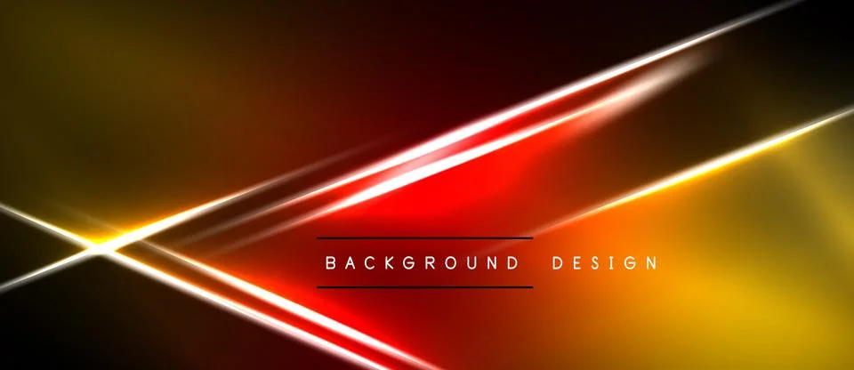 Abstract neon lines create dynamic gradient background. Red, orange, yellow.. Stock Illustration