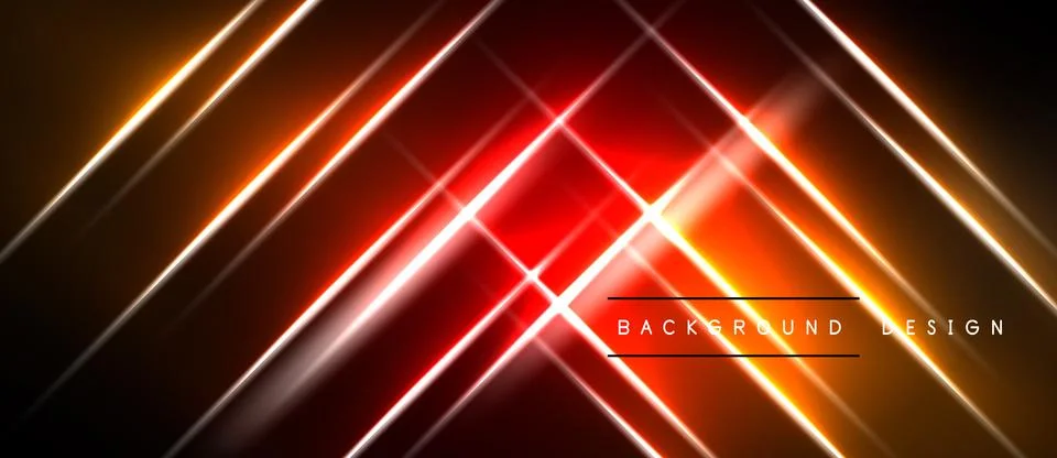 Abstract neon lines create dynamic red, orange glow. Diagonal beams intersect イラスト素材