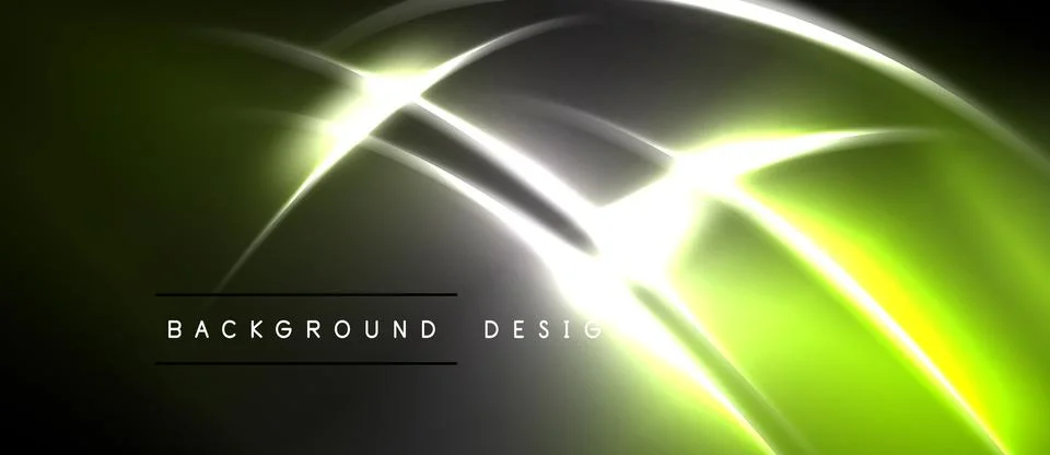 Abstract neon lines create dynamic glow effect. Dark background emphasizes Stock Illustration