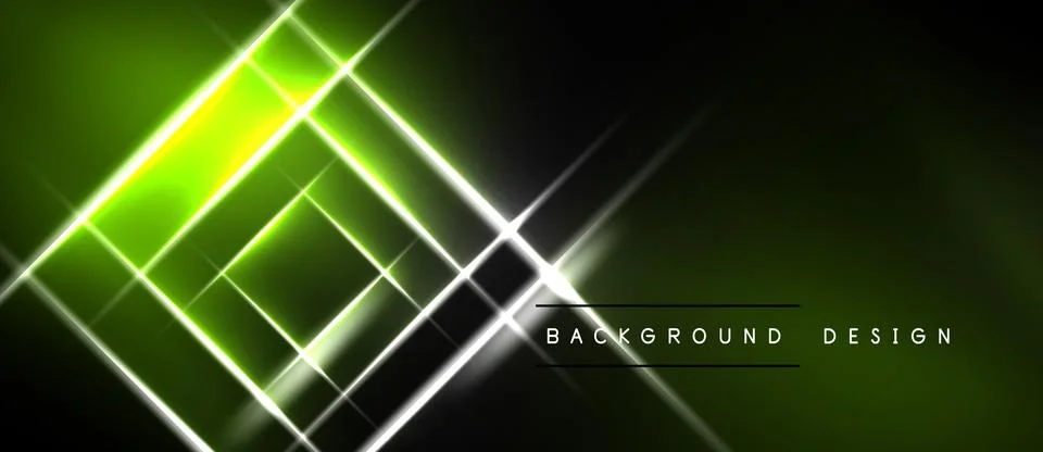 Abstract neon lines create dynamic geometric pattern. Dark background empha.. Stockillustratie