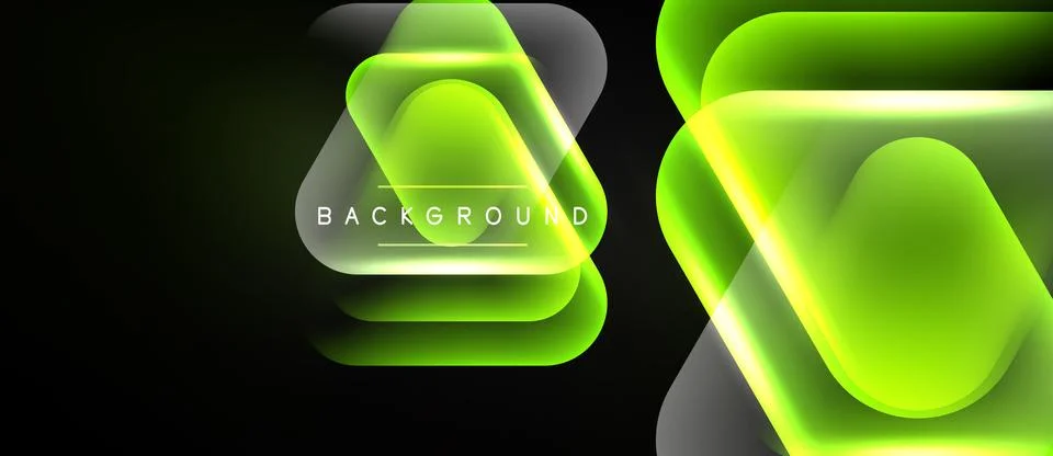 Abstract neon lines create dynamic background. Vivid green glows over dark .. Stock Illustration