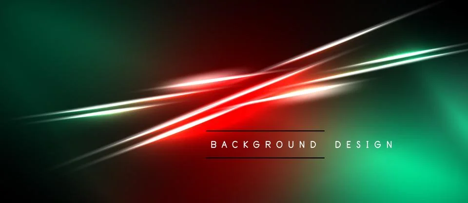 Abstract neon lines create dynamic gradient background. Red, green hues blend 스톡 일러스트
