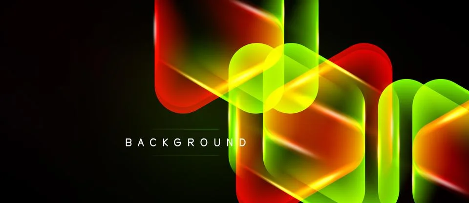 Abstract neon lines create dynamic shapes. Vivid colors blend, forming Stock Illustration