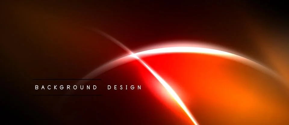 Abstract neon lines create dynamic red, orange glow. Dark background emphasiz Stock Illustration