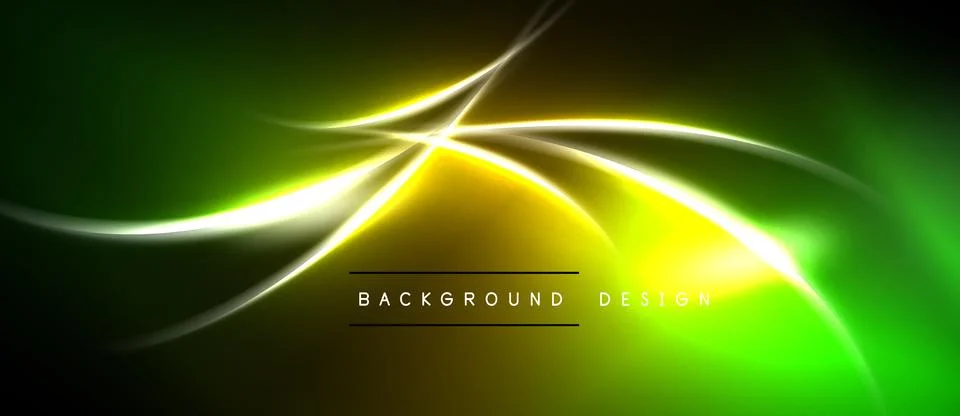 Abstract neon lines create dynamic energy. Vivid green, yellow hues blend, Stock Illustration