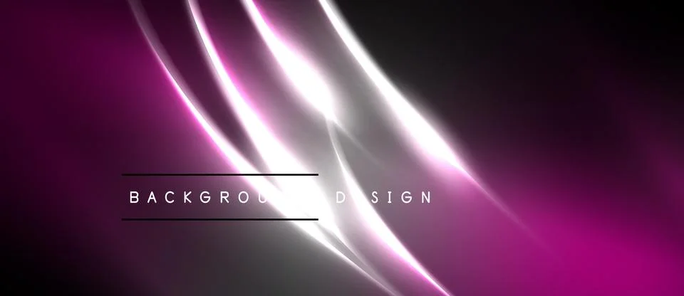 Abstract neon lines create dynamic pink, silver flow. Dark background empha.. Stock Illustration