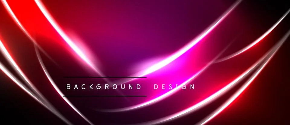 Abstract neon lines create dynamic, flowing shapes. Vivid magenta, red hues Stock Illustration