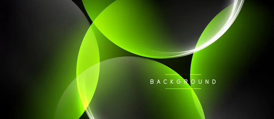 Abstract neon lines create dynamic shapes. Green, white glow over dark イラスト素材