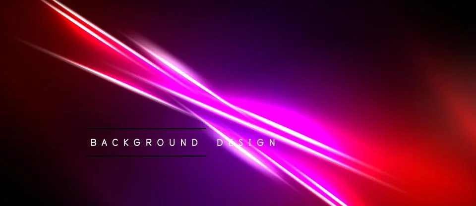 Abstract neon lines create dynamic gradient background. Vivid purple, pink, r Stock Illustration