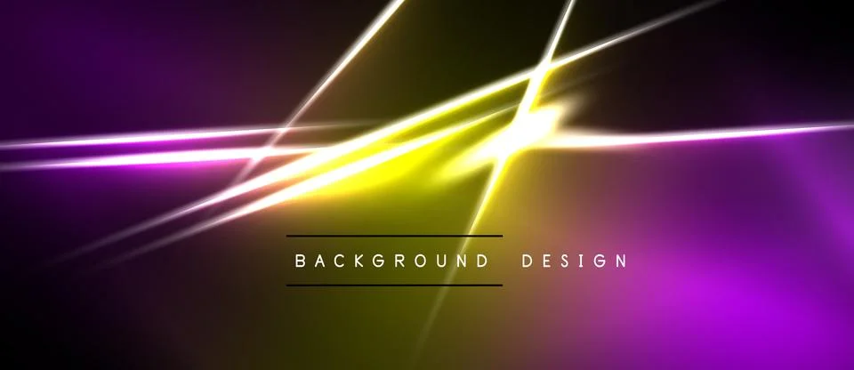 Abstract neon lines create dynamic gradient background. Purple, yellow hues Stock Illustration